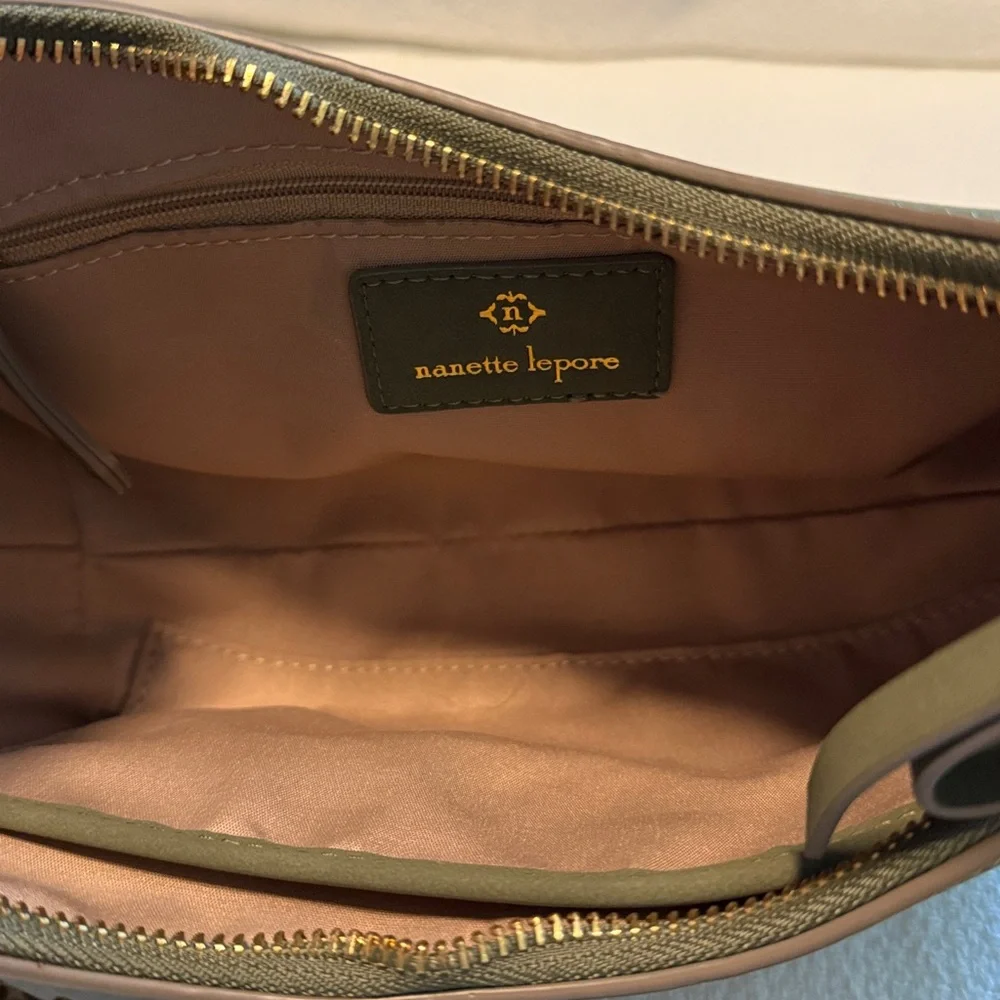 Nanette Lepore Khaki Green Bag with Gold Chain